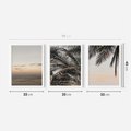 Zestaw obrazy w ramie 30x40 galeria - Palmy, plaża, zachód, słońca - rama biała