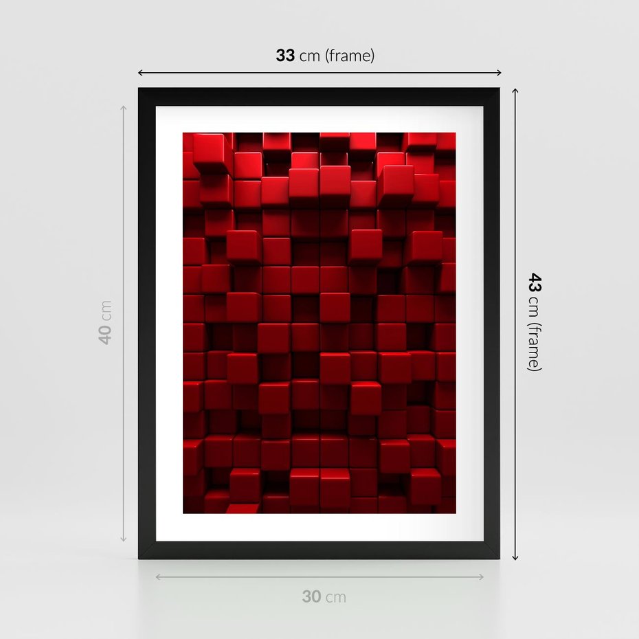 Plakat w ramie 30x40 - Geometryczne 3D: wizja przestrzeni - geometryczne, 3D - rama czarna