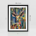 Plakat w ramie 30x40 - Bezgraniczne Kontury Zaskoczenia - abstrakcyjny obraz olejny, jeleń - rama czarna