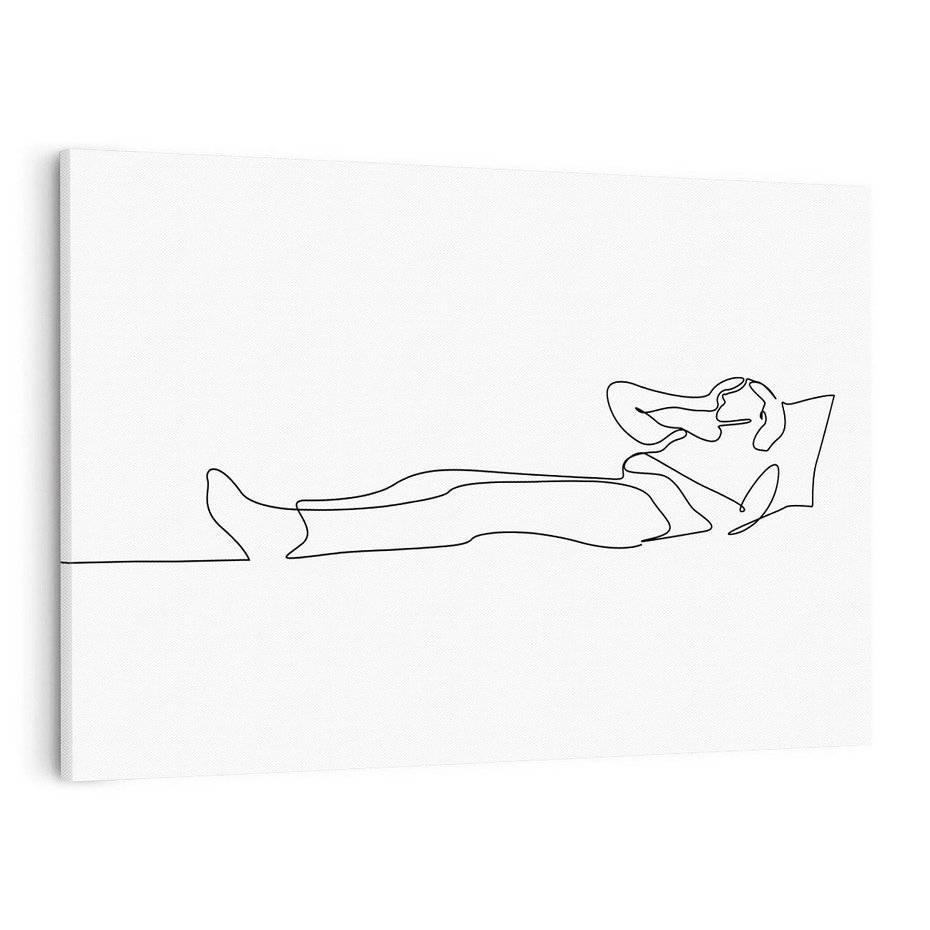 Obraz na płótnie 70x50 - Postać na Łóżku - one line art, szkic