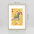Plakat w ramie 50x70 - Zebra w Nowoczesności - abstrakcyjna nowoczesna grafika, pośrodku zebra - rama drewno