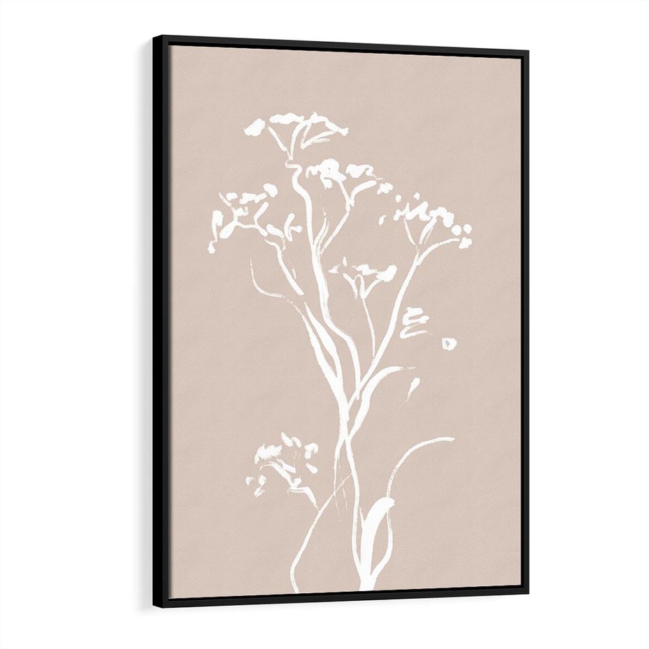 Obraz w ramie 50x70 - Harmonijne Mini Boho - minimalistyczny delikatny obraz, beżowe odcienie - rama czarna