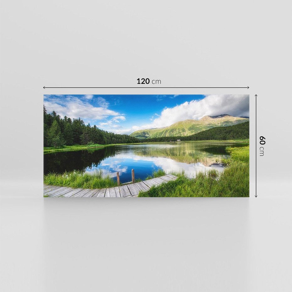 Obraz na płótnie 120x60 - Góry nad jeziorem: Spokój natury - góry, jezioro