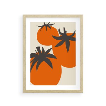 Plakat w ramie 40x50 - Jadalne Kształty - nowoczesny plakat do kuchni, pomidory - rama drewno