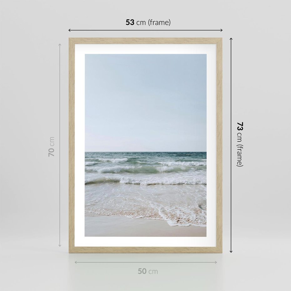 Plakat w ramie 50x70 - Spokój nad Brzegiem - plaża, morze - rama drewno