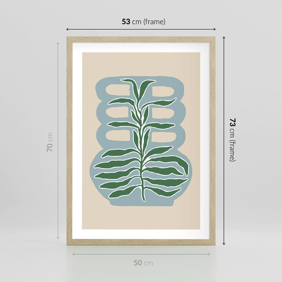 Plakat w ramie 50x70 - Wewnętrzne Spektrum - boho styl, wazon - rama drewno