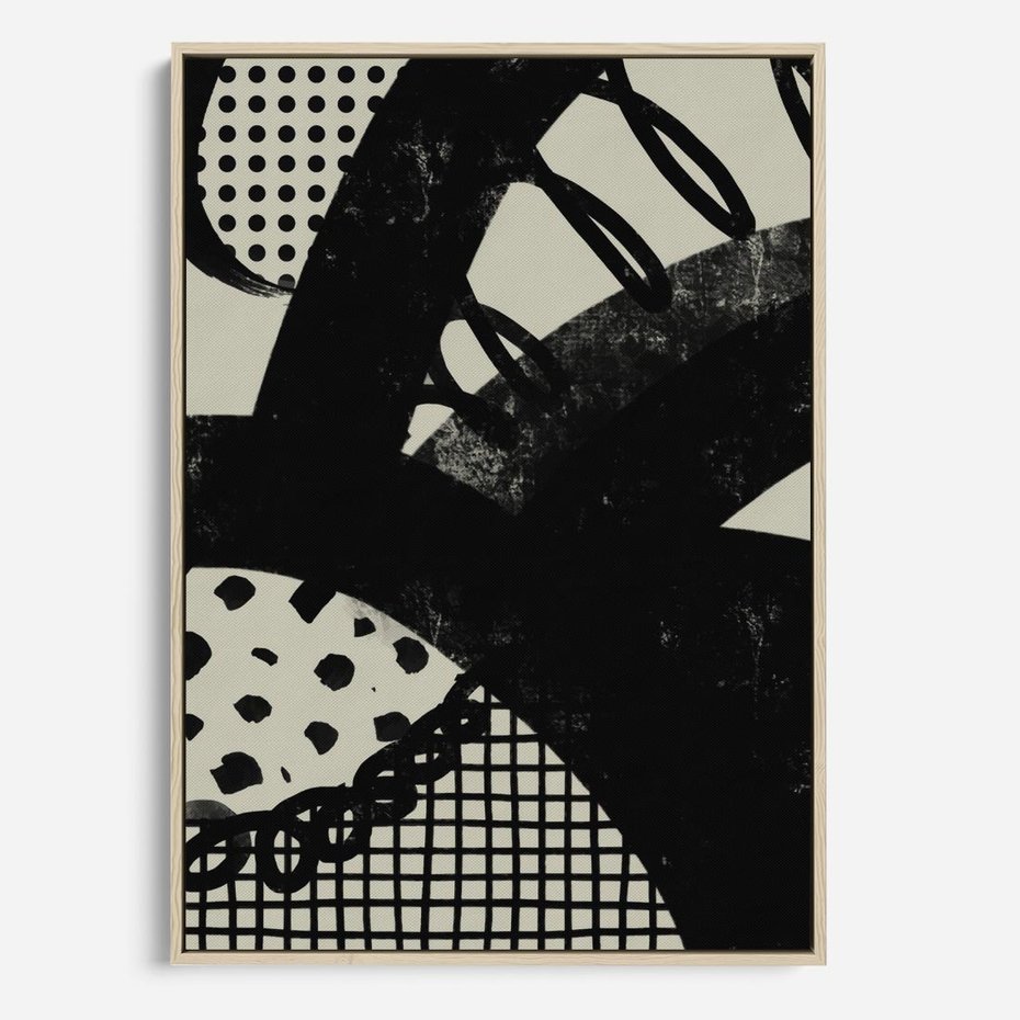 Obraz w ramie 70x100 - Nieznanie Zaskoczenia - bstrakcyjna mroczna kompozycja, nieregularne - rama drewno