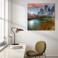 Obraz na płótnie 40x40 - Jezioro wśród majestatycznych gór - jezioro, góry