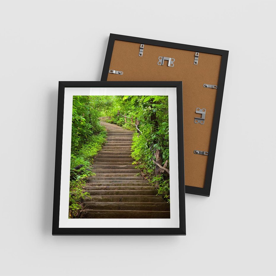 Plakat w ramie 40x50 - Magia Leśnej Ścieżki - ścieżka, w lesie - rama czarna