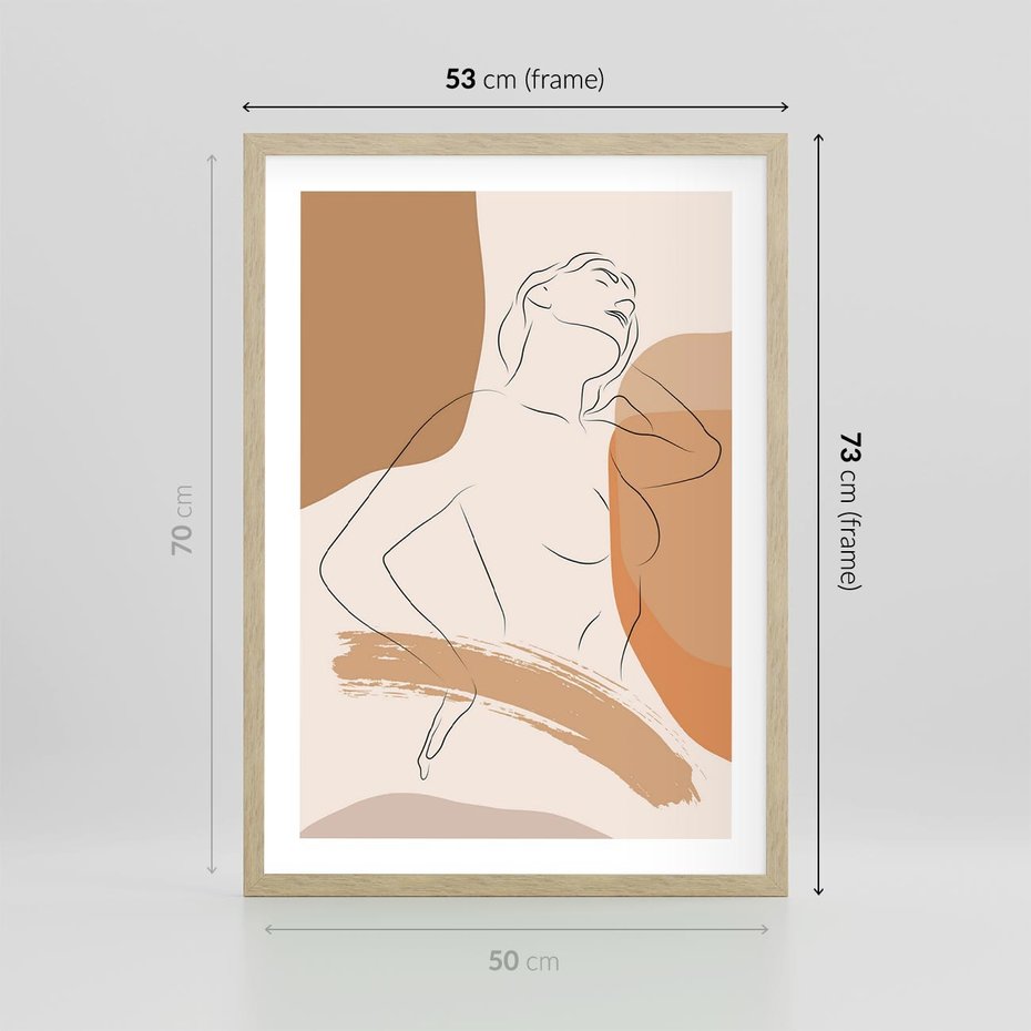 Plakat w ramie 50x70 - Sztuka Prostoty - kobieta, szkic - rama drewno