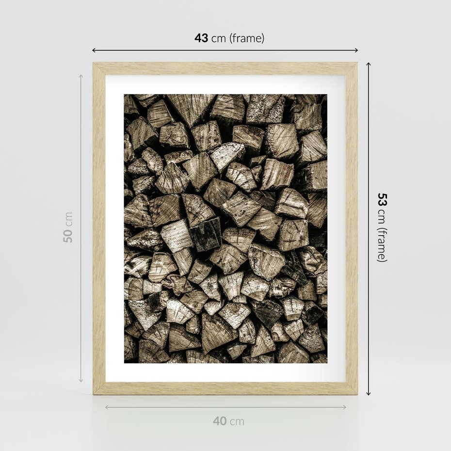 Plakat w ramie 40x50 - Piękno Drewna - belki drewna, drewno - rama drewno