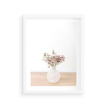 Plakat w ramie 40x50 - Kwiaty w Minimalistycznym Wazonie - kwiaty, wazon - rama biała