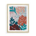 Plakat w ramie 50x70 - Impresje Kształtów - abstrakcyjna kompozycja kwiatowych form, kolor zgaszone - rama drewno
