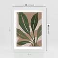 Plakat w ramie 30x40 - Nowoczesność Natury: Plakat z Zielonymi Liśćmi - nowoczesny plakat, beż - rama biała