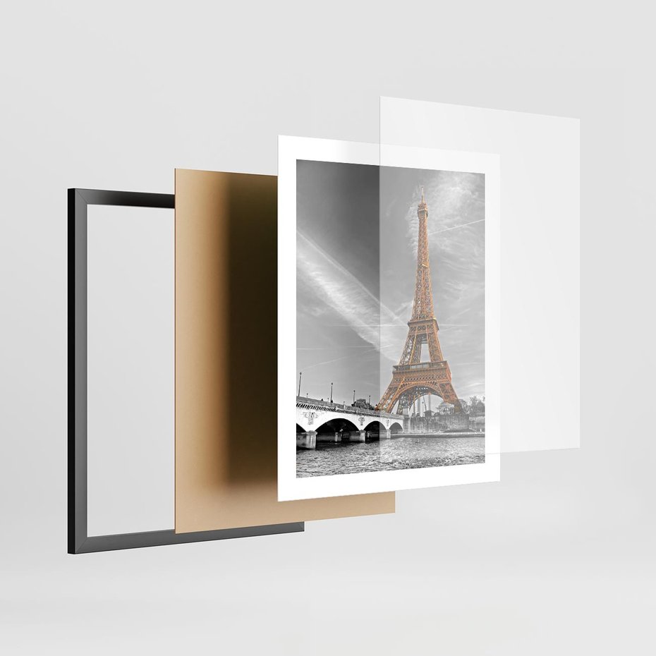 Plakat w ramie 40x50 - Echa Wieży Eiffla - wieża, Eiffla - rama czarna