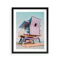Plakat w ramie 40x50 - Miami Beach - plaża miami, domek ratownika - rama czarna