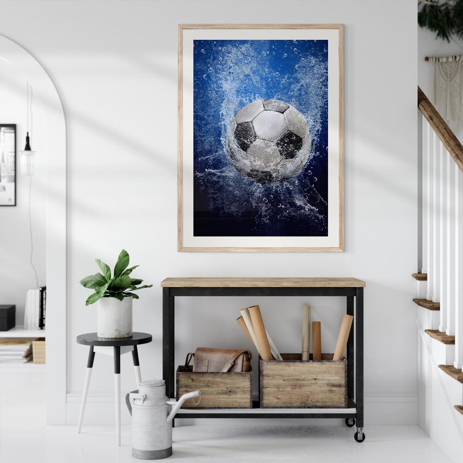 Plakat w ramie 50x70 - Młodzieżowy Zapał - piłka, młodzieżowy - rama drewno