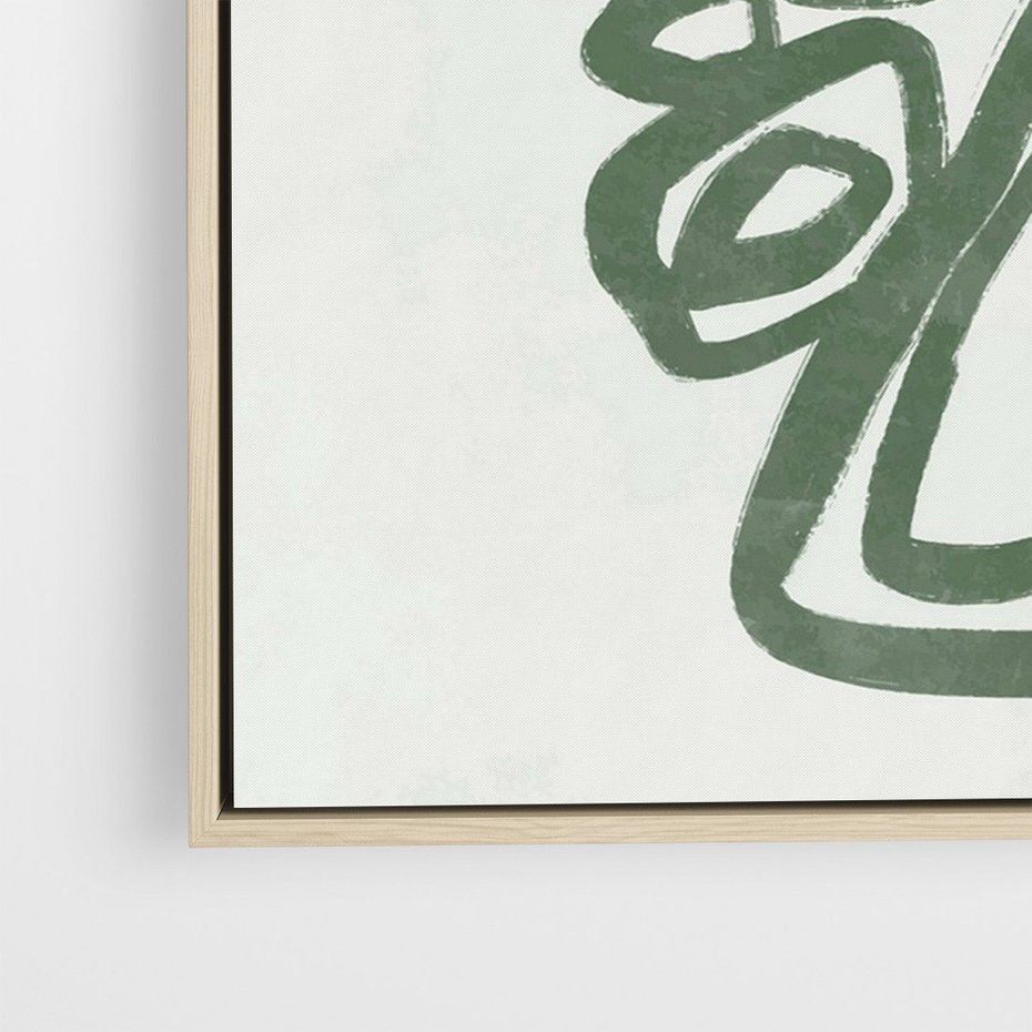 Obraz w ramie 50x70 - Migotliwe Widzenia Zieleni - zielona abstrakcja, zgaszona zieleń - rama drewno