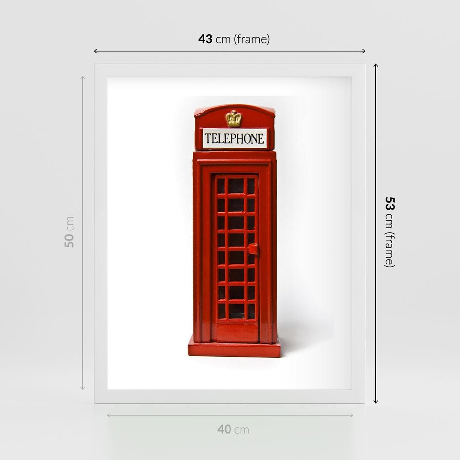 Plakat w ramie 40x50 - Ikona Londynu - Londyn, budka - rama biała