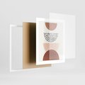 Plakat w ramie 40x50 - Geometryczna Harmonia w Brązach i Beżach - geometryczne kształty, brązy i beże - rama biała