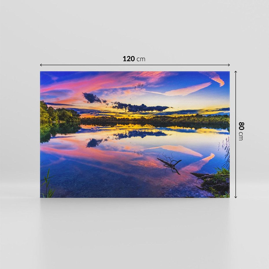 Obraz na płótnie 120x80 - Magiczny zachód słońca nad jeziorem - zachód, słońca