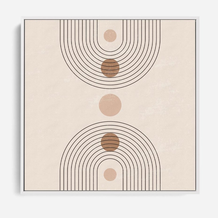 Obraz w ramie 80x80 - Zgeometryzowane Wizje - boho plakat, minimalizm - rama biała