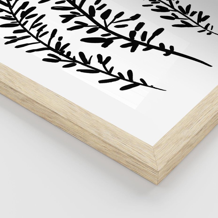 Plakat w ramie 30x40 - Spokojne Wiatrem Uginane - szkic, czarno biały - rama drewno