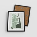 Plakat w ramie 40x50 - Zielona Równowaga - abstrakcyjny zielony ślimak, skandynawski design - rama czarna