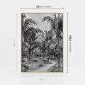 Obraz w ramie 70x100 - Mroczna Ścieżka Tropików - czarno biała fotografia, ścieżka pośród palm - rama drewno