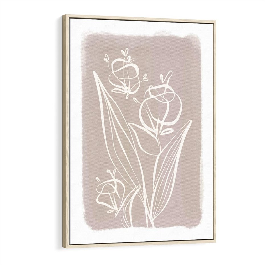 Obraz w ramie 70x100 - Pastelowe Nastroje - nowoczesny subtelny plakat, beżowy - rama drewno