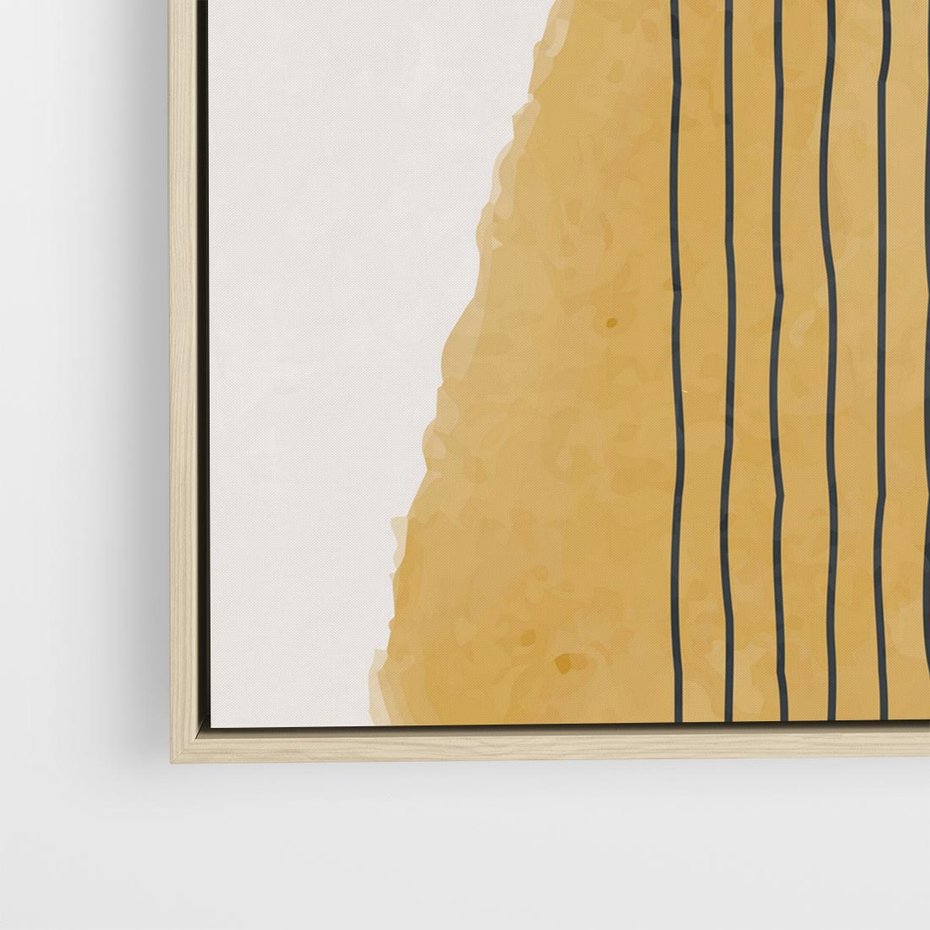 Obraz w ramie 50x50 - Migocące Impulsy - abstrakcyjna akwarelowa plama, nieregularne kreski - rama drewno