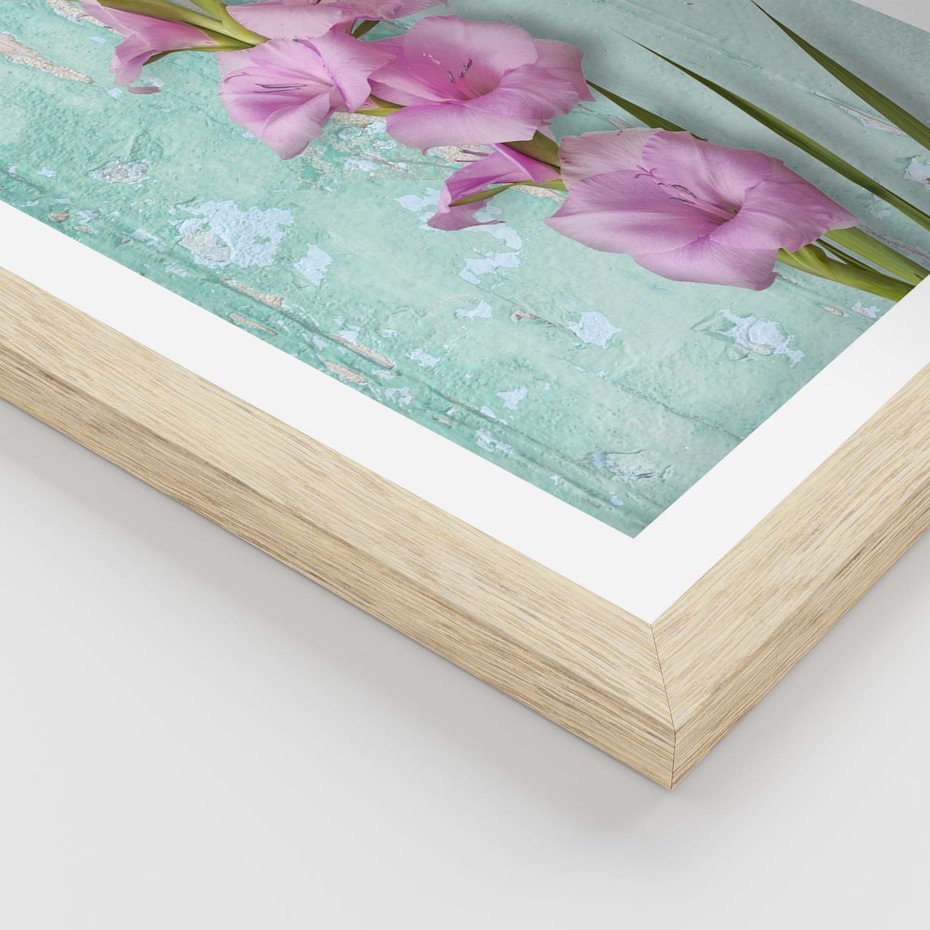 Plakat w ramie 30x40 - Piękno w delikatności - kwiaty, różowe - rama drewno