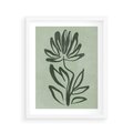 Plakat w ramie 40x50 - Zieleń Wyjątkowego Ukojenia - zielona abstrakcja, zgaszona zieleń - rama biała