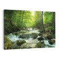 Obraz na płótnie 100x70 - Ukojenie strumienia: Spotkanie z naturą - strumyk, las