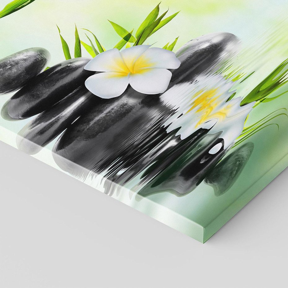 Obraz na płótnie 80x80 - SPA: Relaksująca woda i kamienie - SPA, woda