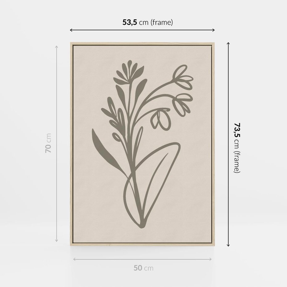 Obraz w ramie 50x70 - Kwiatowe Spektrum - nowoczesny plakat, subtelna sztuka - rama drewno