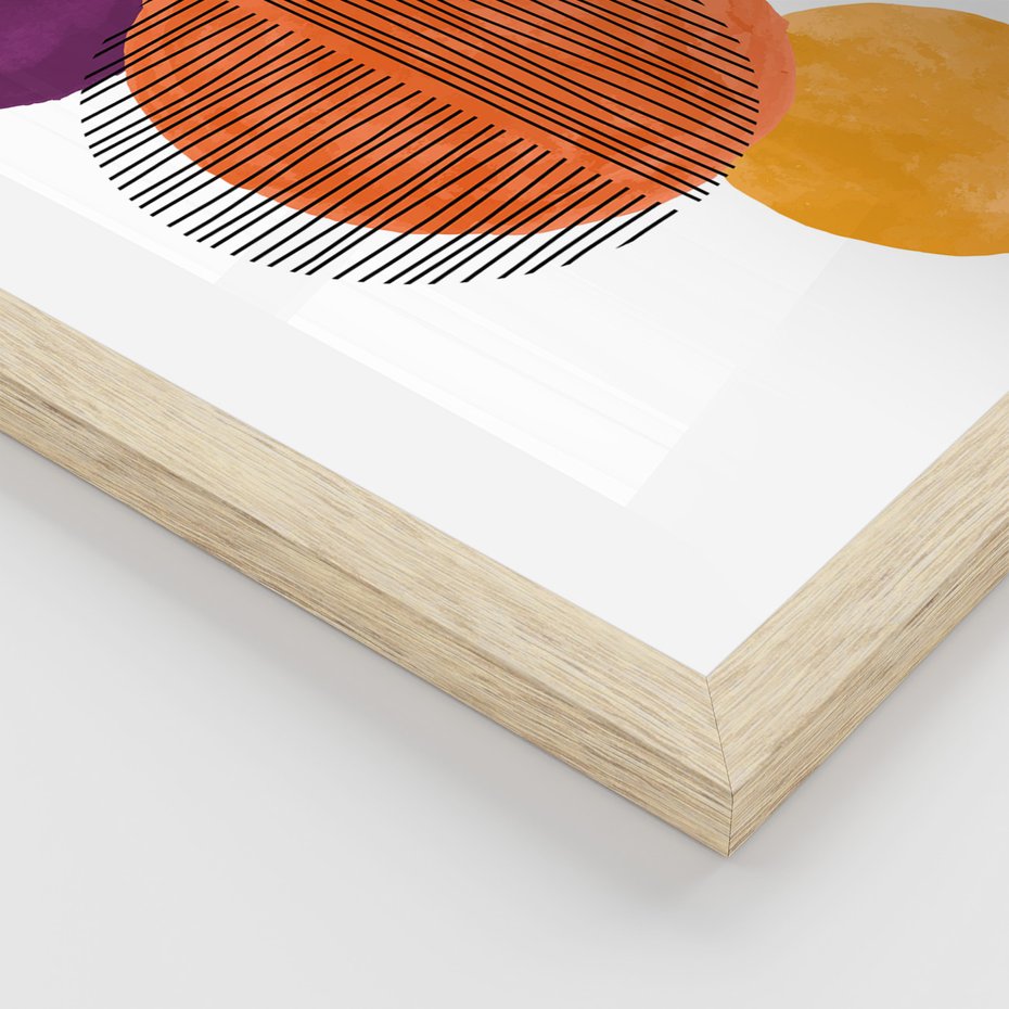 Zestaw obrazy w ramie 50x70 galeria - Geometryczne, koła, akwarela - rama drewno