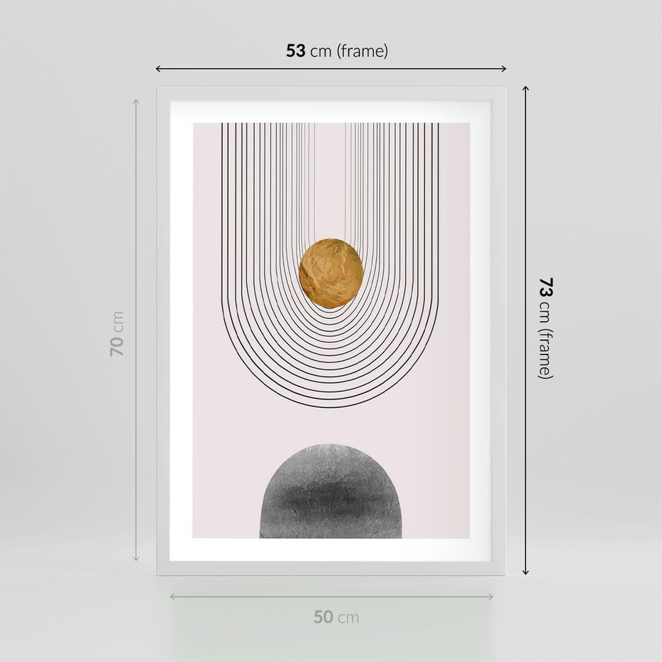 Plakat w ramie 50x70 - Geometryczny Blask - nowoczesna grafika, geometria - rama biała