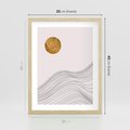 Plakat w ramie 30x40 - Minimalistyczne Słońce: Blask i Złoto - grafika, minimalizm - rama drewno