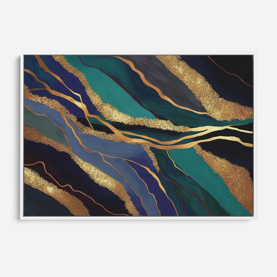 Obraz w ramie 70x50 - Sztorm malarskich emocji - marmur, abstrakcyjna grafika - rama biała