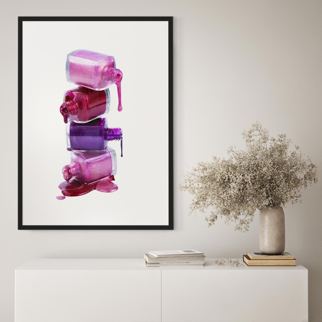 Plakat w ramie 50x70 - Kolorowe Paznokcie - lakiery, do paznokci - rama czarna