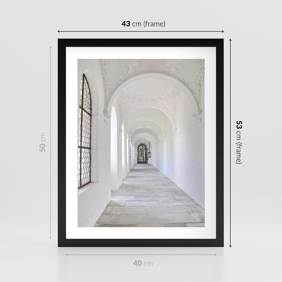 Plakat w ramie 40x50 - Architektoniczne Przejście - architektura, korytarz - rama czarna