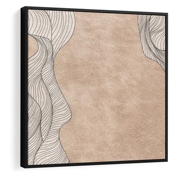 Obraz w ramie 50x50 - Symfonia uczuć i kształtów - delikatna kompozycja, falujące linie - rama czarna