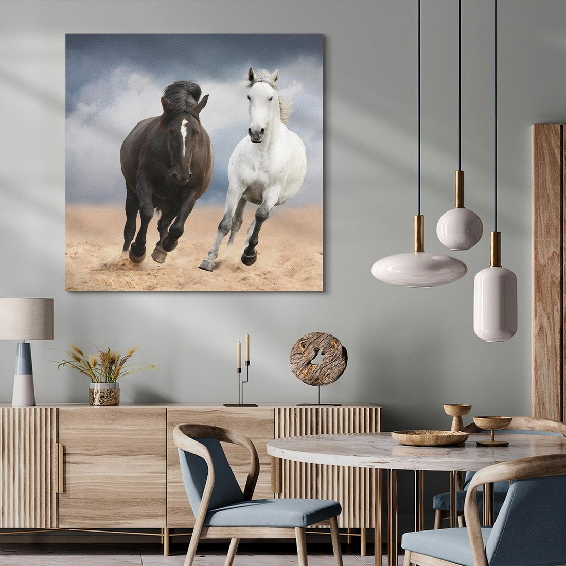 Obraz na płótnie 40x40 - Siła koni w galopie - konie, galop