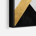 Obraz w ramie 70x100 - Pudrowe Abstrakcyjne Lustra - złote abstrakcyjne linie, szarość - rama czarna
