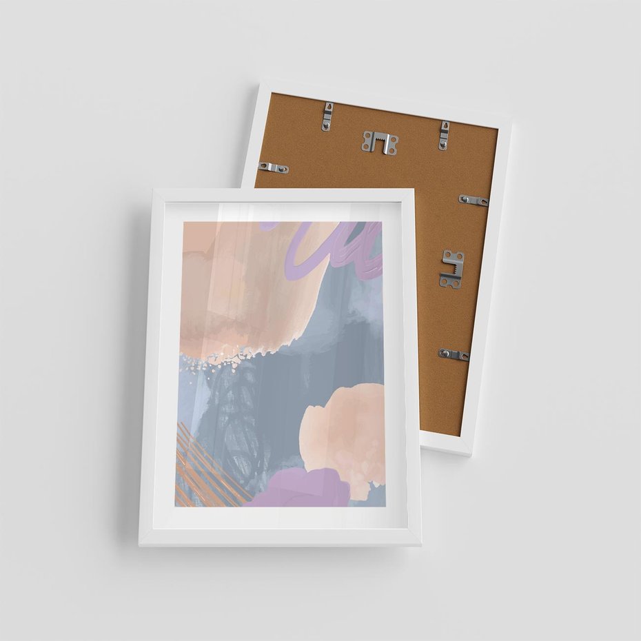 Plakat w ramie 30x40 - Rozmyte Akwarelowe Marzenia - abstrakcyjne akwarelowe plamy, pastele - rama biała