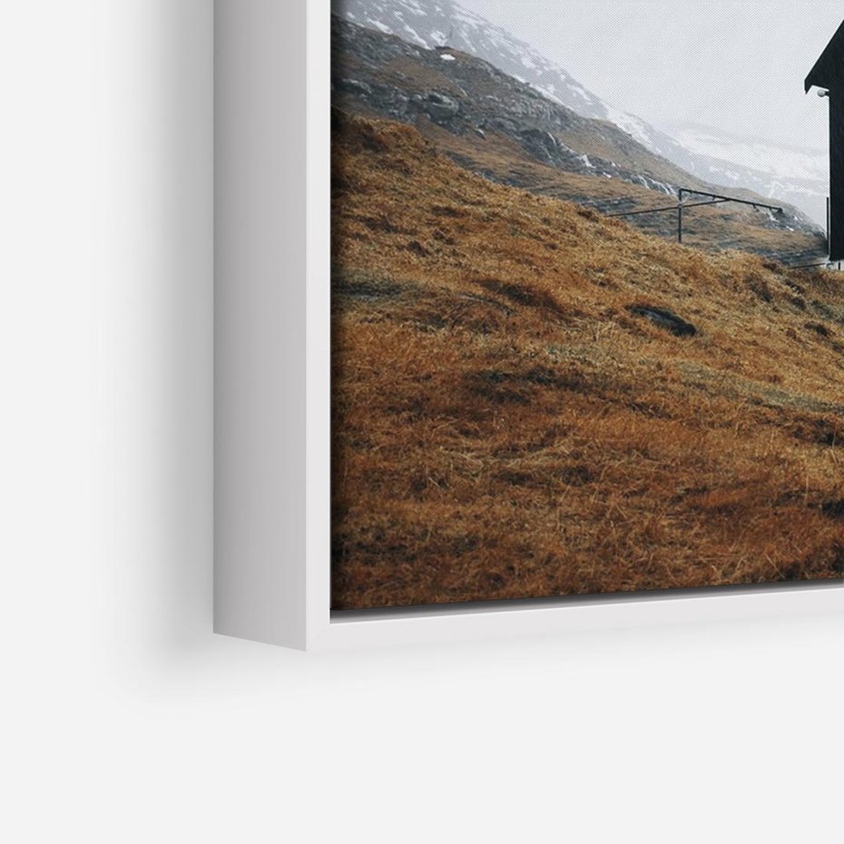 Obraz w ramie 100x70 - Ciepło i Przytulność - skandynawski, domek - rama biała