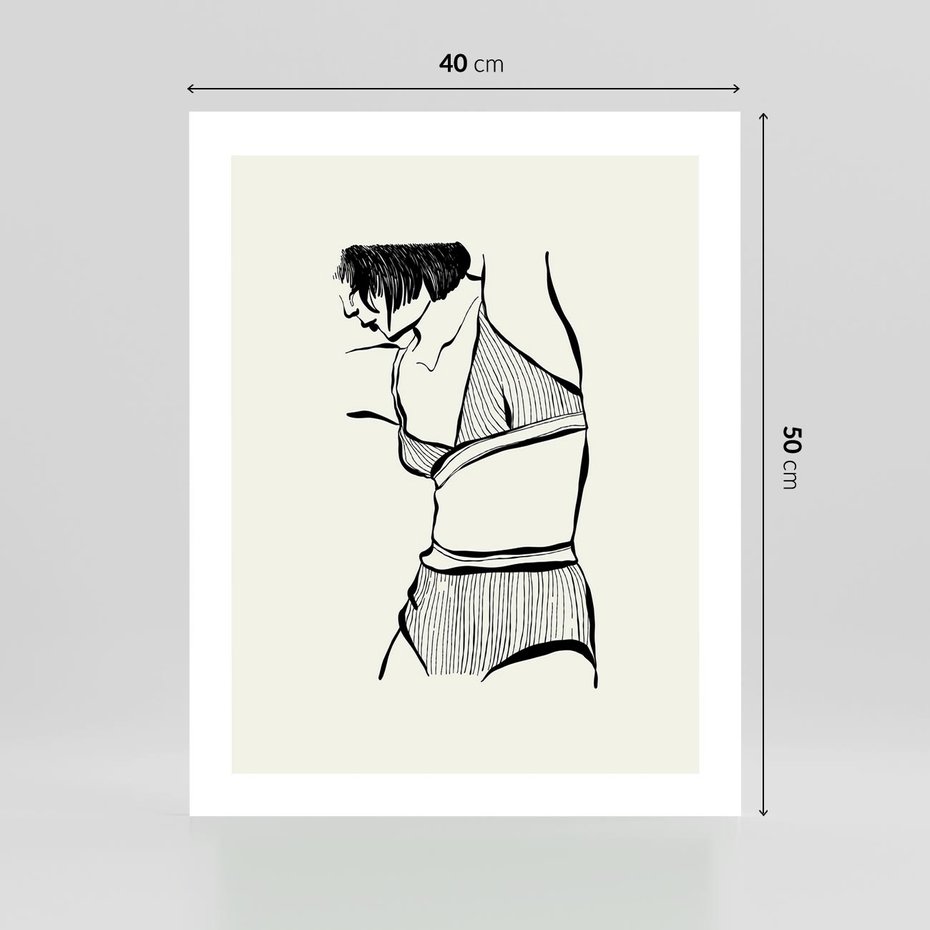Plakat bez ramy 40x50 - Minimalistyczny Urok - szkic, kobieta w bieliźnie