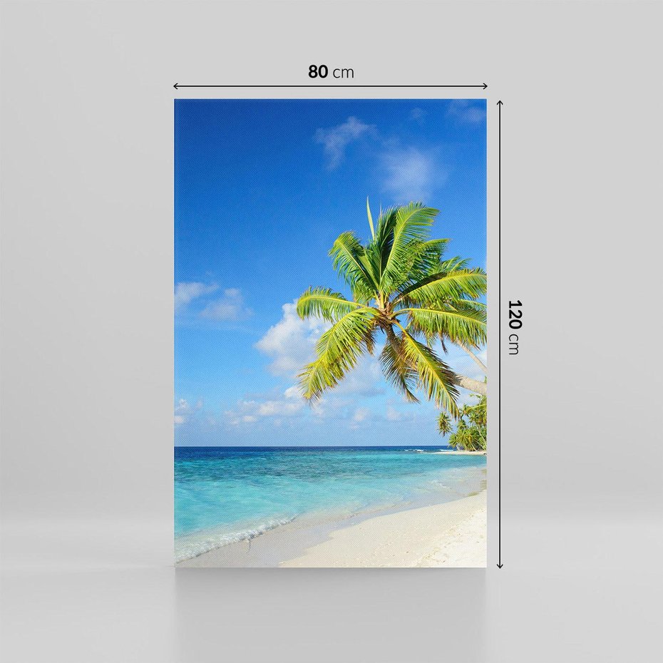 Obraz na płótnie 80x120 - Rajskie Malediwy: Plaża pod palmami - Malediwy, plaża