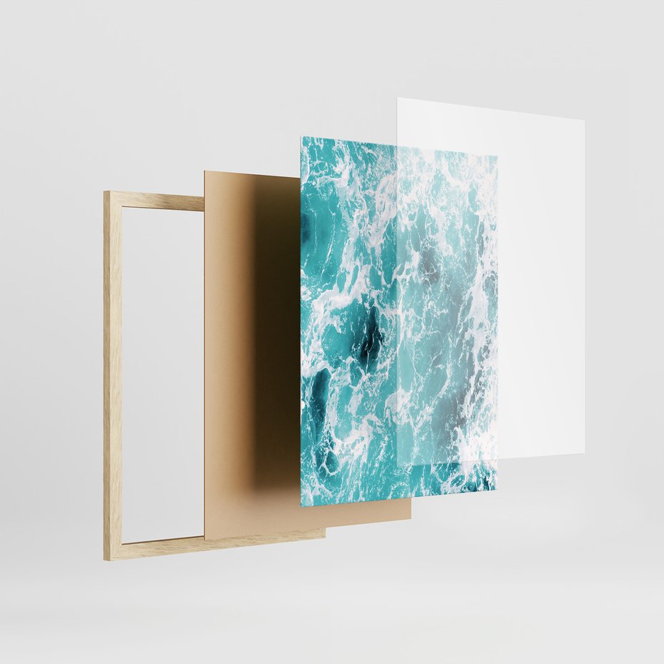 Zestaw obrazy w ramie 50x70 galeria - Morze, fale, ocean, spokój - rama drewno